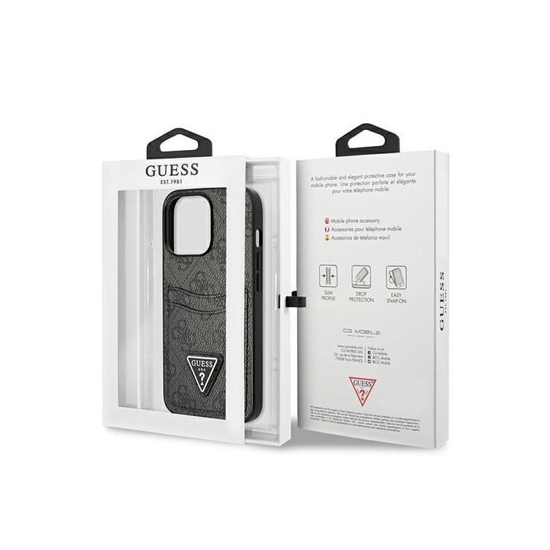 Guess 4G Triangle Logo Cardslot Dėklas, skirtas iPhone 13 Pro / 13 – juodas