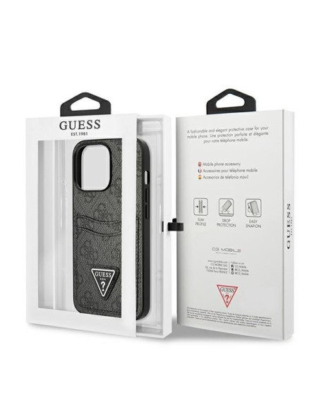 Guess 4G Triangle Logo Cardslot Dėklas, skirtas iPhone 13 Pro / 13 – juodas Guess 4G Triangle Logo Cardslot Dėklas, skirtas iPhone 13 Pro / 13 – juodas