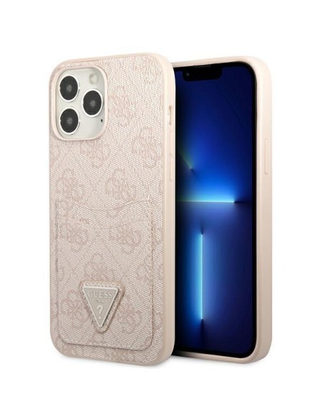 Guess 4G Triangle Logo Cardslot Dėklas, skirtas iPhone 13 Pro / 13 – rožinė Guess 4G Triangle Logo Cardslot Dėklas, skirtas iPhone 13 Pro / 13 – rožinė