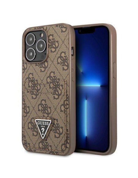 Guess 4G Triangle Logo Cardslot Dėklas, skirtas iPhone 13 Pro / 13 – ruda Guess 4G Triangle Logo Cardslot Dėklas, skirtas iPhone 13 Pro / 13 – ruda