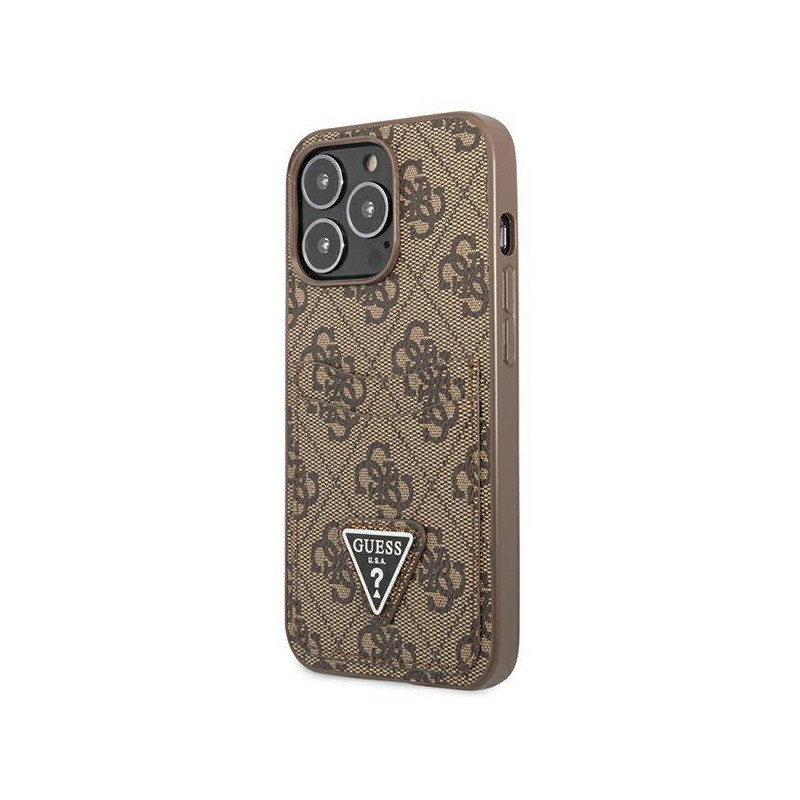 Guess 4G Triangle Logo Cardslot Dėklas, skirtas iPhone 13 Pro / 13 – ruda