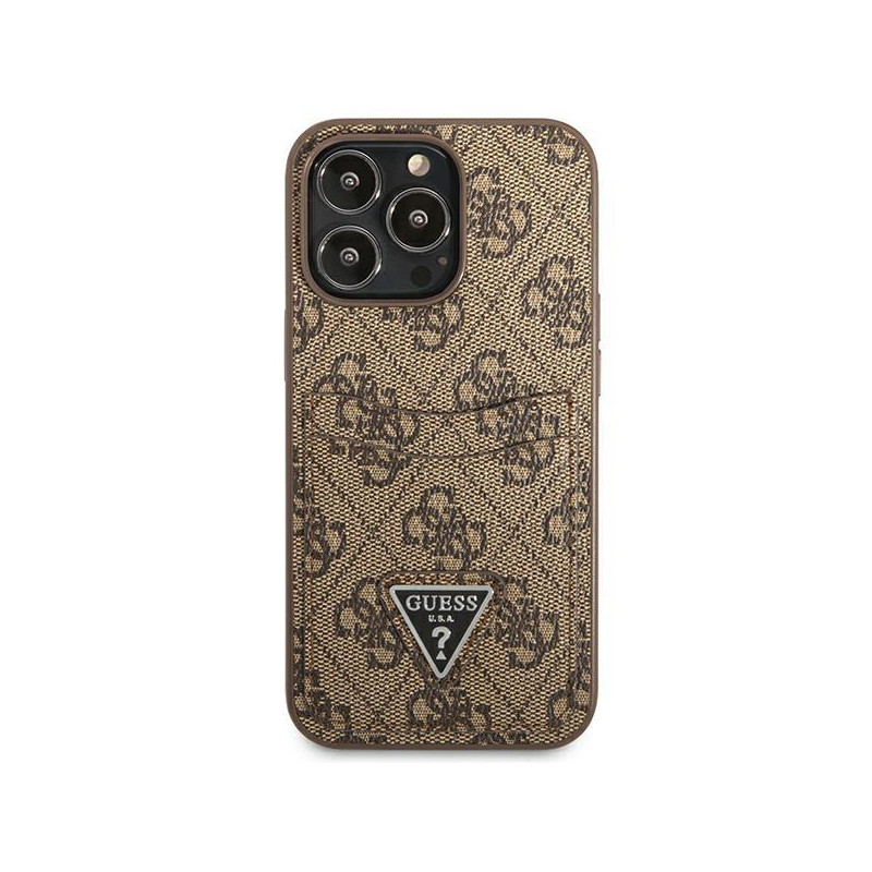 Guess 4G Triangle Logo Cardslot Dėklas, skirtas iPhone 13 Pro / 13 – ruda