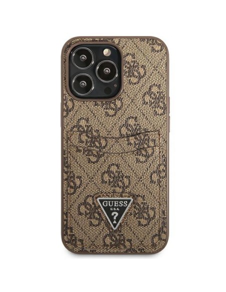 Guess 4G Triangle Logo Cardslot Dėklas, skirtas iPhone 13 Pro / 13 – ruda Guess 4G Triangle Logo Cardslot Dėklas, skirtas iPhone 13 Pro / 13 – ruda