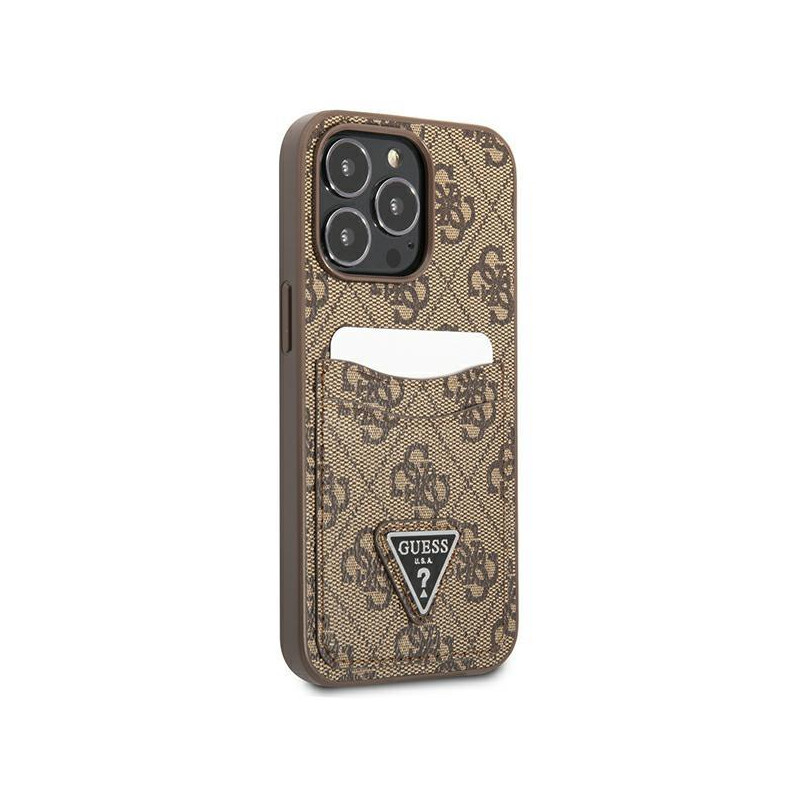 Guess 4G Triangle Logo Cardslot Dėklas, skirtas iPhone 13 Pro / 13 – ruda