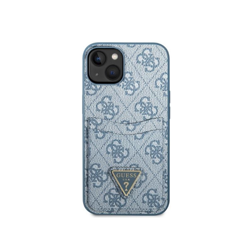 Guess 4G Triangle Logo Cardslot dėklas, skirtas iPhone 13 - mėlynas