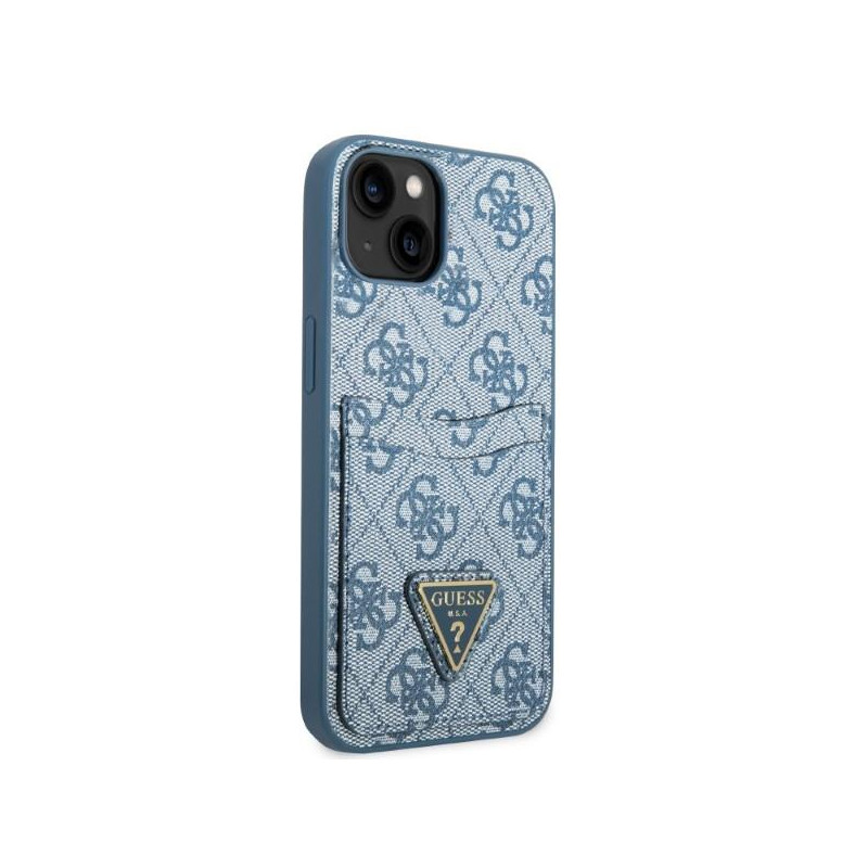 Guess 4G Triangle Logo Cardslot dėklas, skirtas iPhone 13 - mėlynas