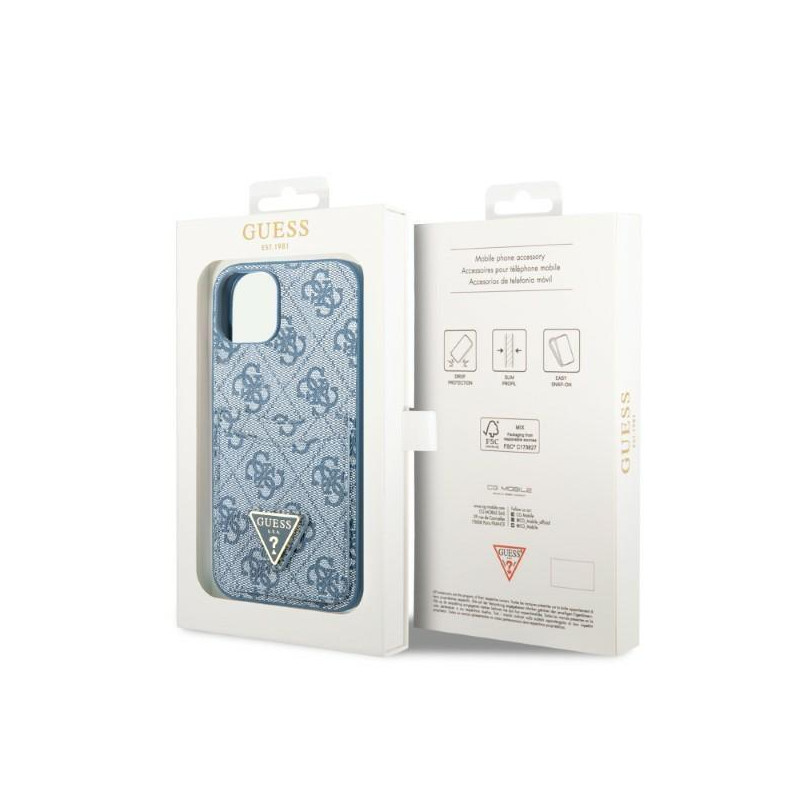 Guess 4G Triangle Logo Cardslot dėklas, skirtas iPhone 13 - mėlynas