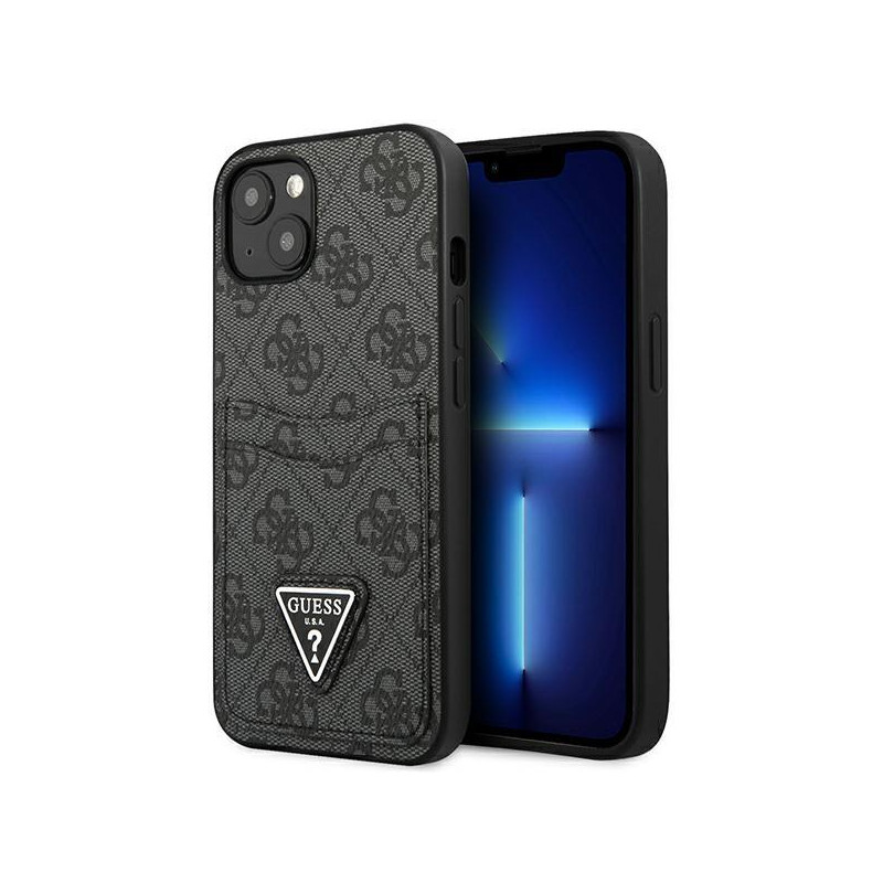 Guess 4G Triangle Logo Cardslot dėklas iPhone 13 mini - juodas Guess 4G Triangle Logo Cardslot dėklas iPhone 13 mini - juodas