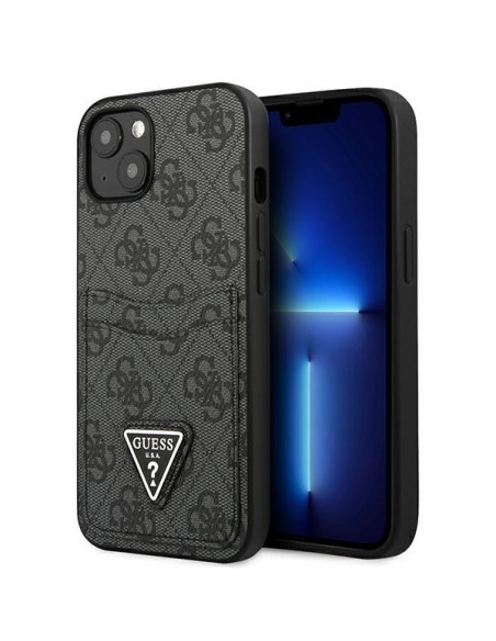 Guess 4G Triangle Logo Cardslot dėklas iPhone 13 mini - juodas Guess 4G Triangle Logo Cardslot dėklas iPhone 13 mini - juodas