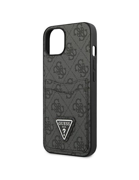 Guess 4G Triangle Logo Cardslot dėklas iPhone 13 mini - juodas Guess 4G Triangle Logo Cardslot dėklas iPhone 13 mini - juodas
