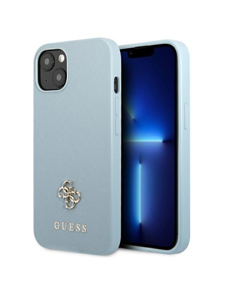 Guess Saffiano 4G Small Metal Logo dėklas iPhone 13 mini - mėlynas Guess Saffiano 4G Small Metal Logo dėklas iPhone 13 mini - mėlynas