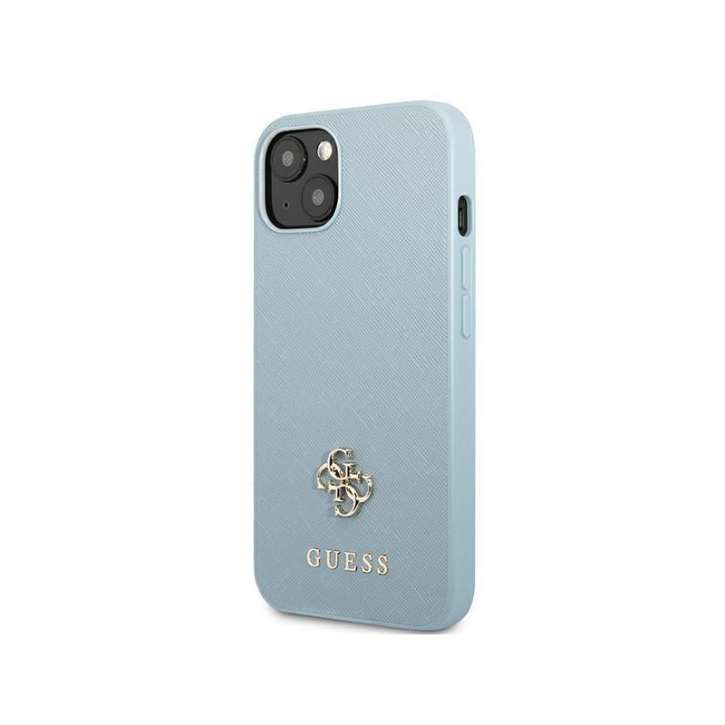 Guess Saffiano 4G Small Metal Logo dėklas iPhone 13 mini - mėlynas