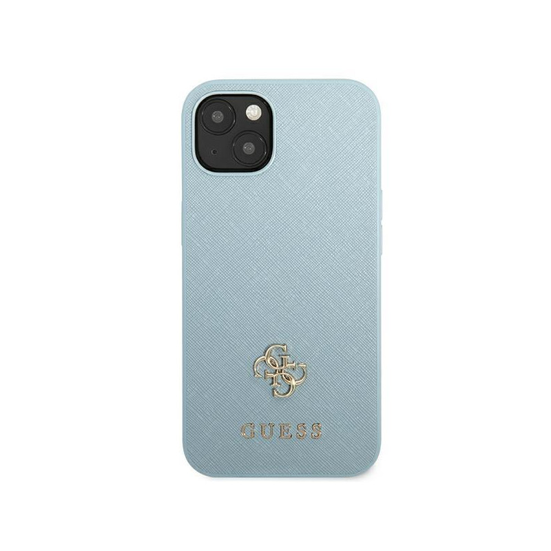 Guess Saffiano 4G Small Metal Logo dėklas iPhone 13 mini - mėlynas