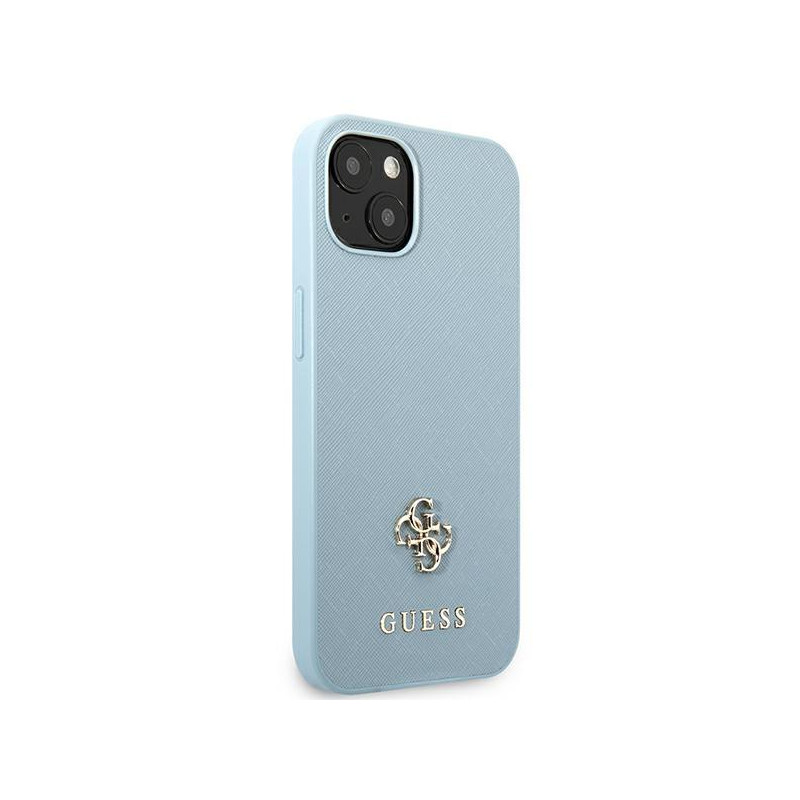 Guess Saffiano 4G Small Metal Logo dėklas iPhone 13 mini - mėlynas