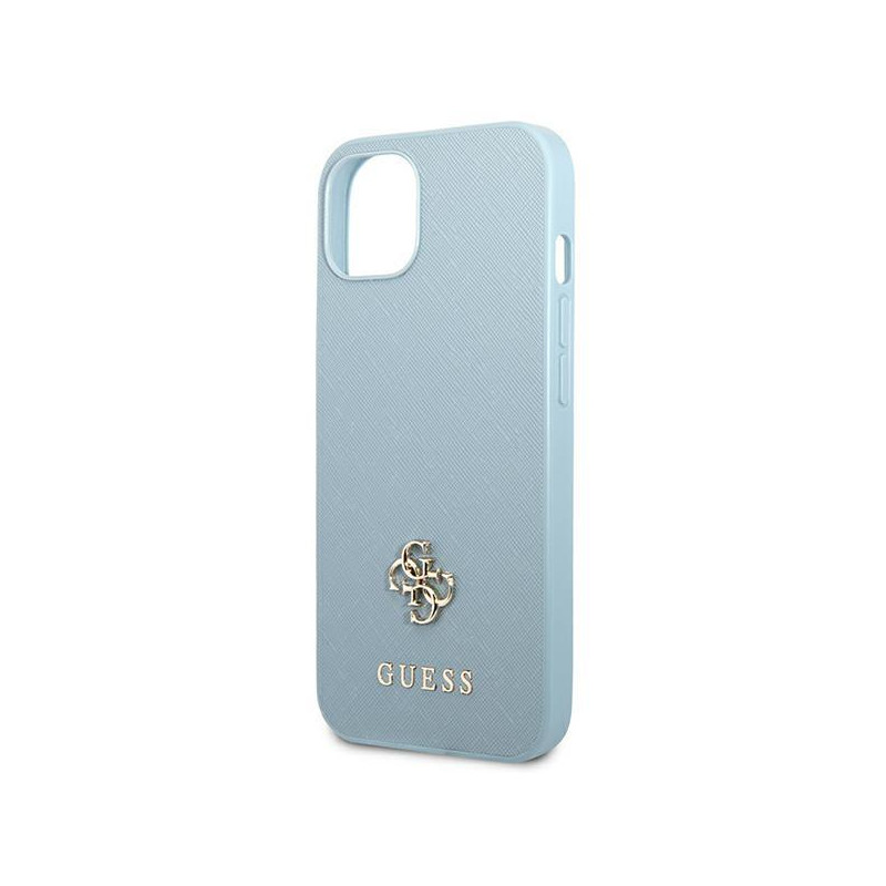 Guess Saffiano 4G Small Metal Logo dėklas iPhone 13 mini - mėlynas