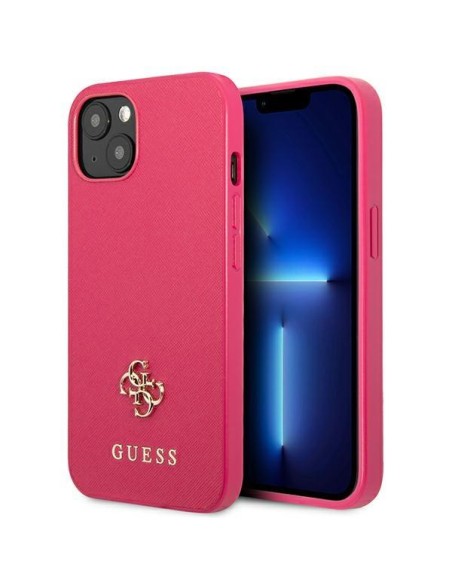 Guess Saffiano 4G Small Metal Logo dėklas iPhone 13 mini - rožinis Guess Saffiano 4G Small Metal Logo dėklas iPhone 13 mini - rožinis