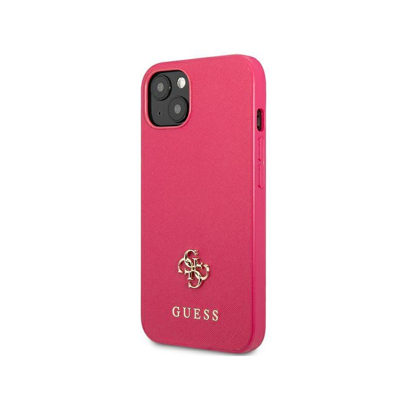 Guess Saffiano 4G Small Metal Logo dėklas iPhone 13 mini - rožinis