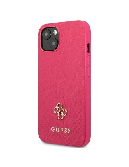 Guess Saffiano 4G Small Metal Logo dėklas iPhone 13 mini - rožinis Guess Saffiano 4G Small Metal Logo dėklas iPhone 13 mini - rožinis