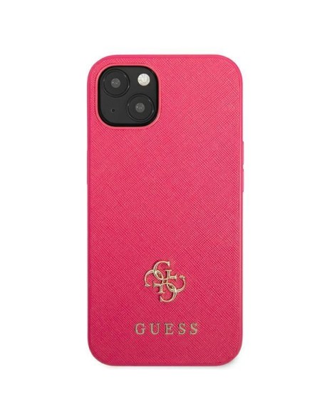 Guess Saffiano 4G Small Metal Logo dėklas iPhone 13 mini - rožinis Guess Saffiano 4G Small Metal Logo dėklas iPhone 13 mini - rožinis