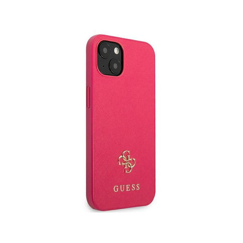 Guess Saffiano 4G Small Metal Logo dėklas iPhone 13 mini - rožinis