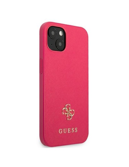 Guess Saffiano 4G Small Metal Logo dėklas iPhone 13 mini - rožinis Guess Saffiano 4G Small Metal Logo dėklas iPhone 13 mini - rožinis