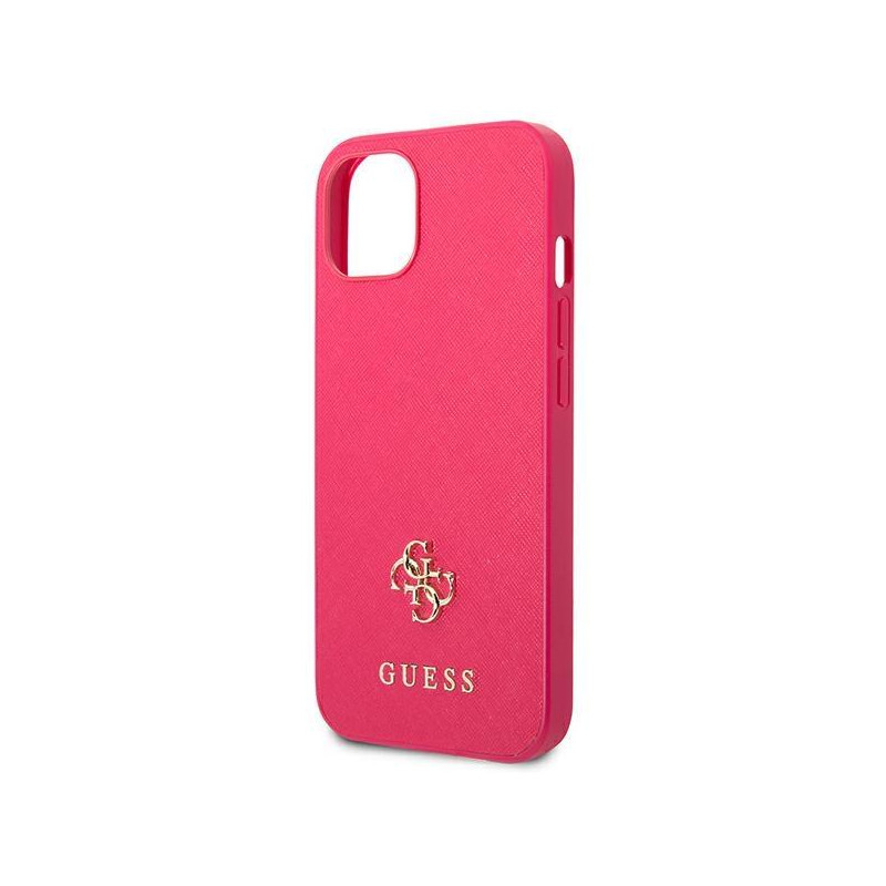 Guess Saffiano 4G Small Metal Logo dėklas iPhone 13 mini - rožinis