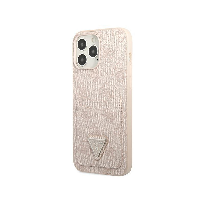 Guess 4G Triangle Logo Cardslot dėklas, skirtas iPhone 13 Pro Max - rožinis