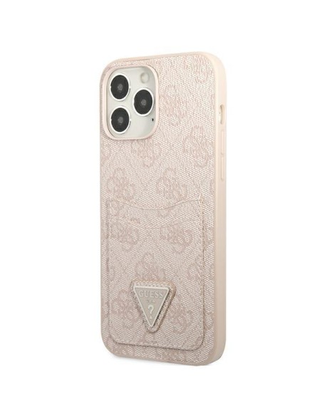 Guess 4G Triangle Logo Cardslot dėklas, skirtas iPhone 13 Pro Max - rožinis Guess 4G Triangle Logo Cardslot dėklas, skirtas iPhone 13 Pro Max - rožinis