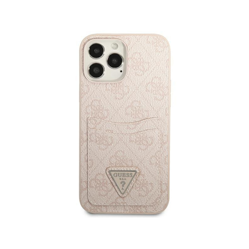 Guess 4G Triangle Logo Cardslot dėklas, skirtas iPhone 13 Pro Max - rožinis