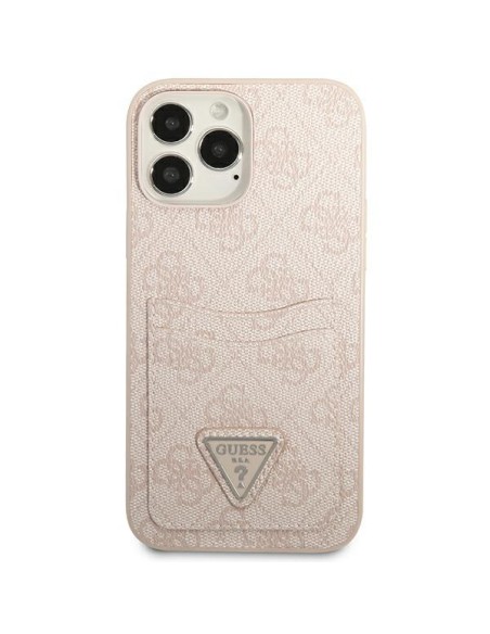 Guess 4G Triangle Logo Cardslot dėklas, skirtas iPhone 13 Pro Max - rožinis Guess 4G Triangle Logo Cardslot dėklas, skirtas iPhone 13 Pro Max - rožinis
