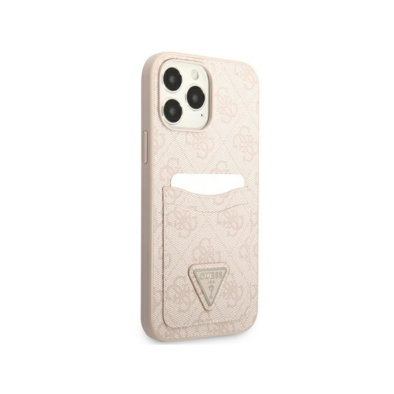 Guess 4G Triangle Logo Cardslot dėklas, skirtas iPhone 13 Pro Max - rožinis