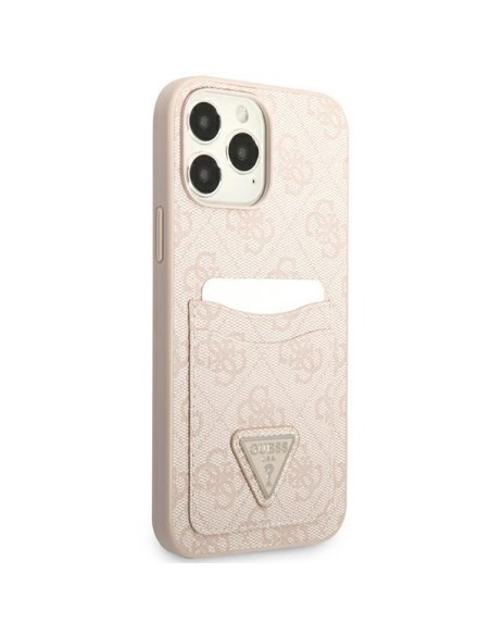 Guess 4G Triangle Logo Cardslot dėklas, skirtas iPhone 13 Pro Max - rožinis Guess 4G Triangle Logo Cardslot dėklas, skirtas iPhone 13 Pro Max - rožinis
