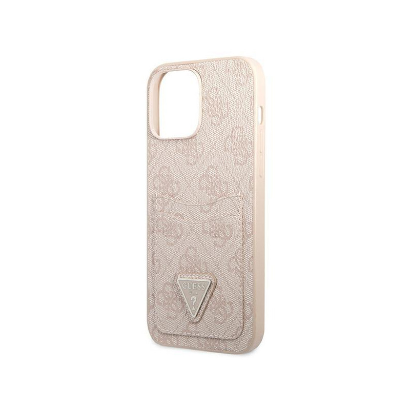 Guess 4G Triangle Logo Cardslot dėklas, skirtas iPhone 13 Pro Max - rožinis