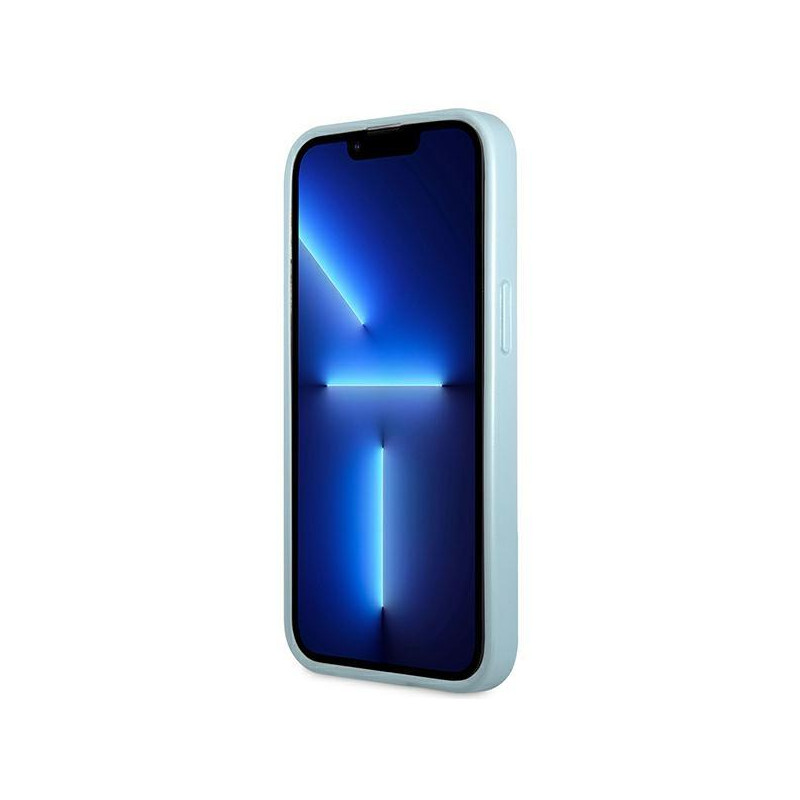 Guess Saffiano 4G Small Metal Logo dėklas, skirtas iPhone 13 Pro Max - mėlynas