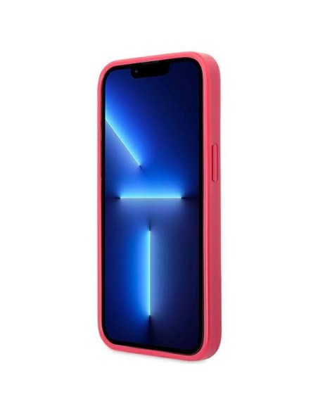 Guess Saffiano 4G Small Metal Logo dėklas, skirtas iPhone 13 Pro Max - rožinis