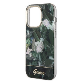 Guess Jungle Collection dėklas iPhone 14 Pro - žalias
