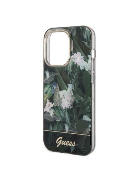 Guess Jungle Collection dėklas iPhone 14 Pro - žalias