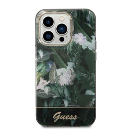 Guess Jungle Collection dėklas iPhone 14 Pro - žalias