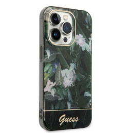 Guess Jungle Collection dėklas iPhone 14 Pro - žalias