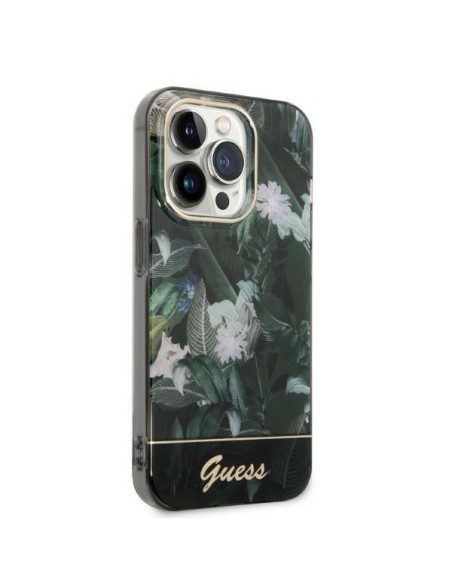 Guess Jungle Collection dėklas iPhone 14 Pro - žalias