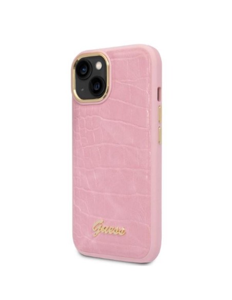 Guess Croco Collection dėklas iPhone 14 Plus - rožinis Guess Croco Collection dėklas iPhone 14 Plus - rožinis