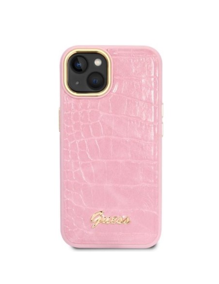 Guess Croco Collection dėklas iPhone 14 Plus - rožinis Guess Croco Collection dėklas iPhone 14 Plus - rožinis
