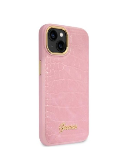 Guess Croco Collection dėklas iPhone 14 Plus - rožinis Guess Croco Collection dėklas iPhone 14 Plus - rožinis