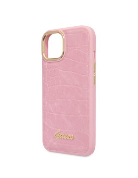 Guess Croco Collection dėklas iPhone 14 Plus - rožinis Guess Croco Collection dėklas iPhone 14 Plus - rožinis