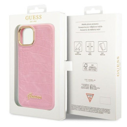 Guess Croco Collection dėklas iPhone 14 Plus - rožinis