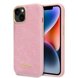 Guess Croco Collection dėklas iPhone 14 - rožinis