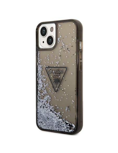 Guess Liquid Glitter Palm Collection dėklas iPhone 14 - juodas Guess Liquid Glitter Palm Collection dėklas iPhone 14 - juodas