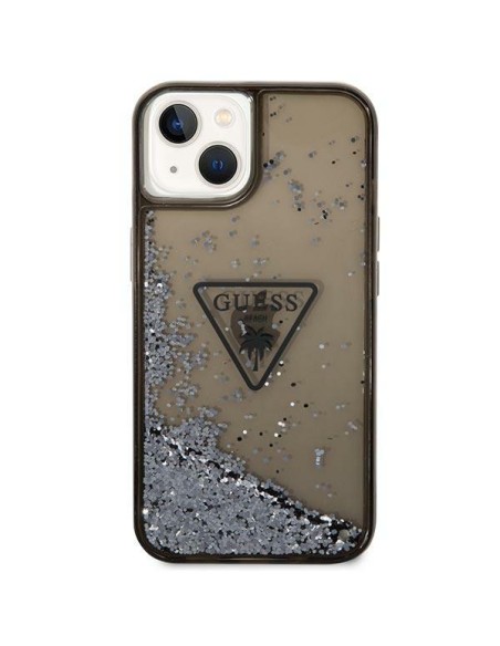 Guess Liquid Glitter Palm Collection dėklas iPhone 14 - juodas Guess Liquid Glitter Palm Collection dėklas iPhone 14 - juodas