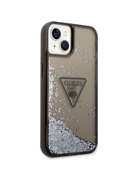 Guess Liquid Glitter Palm Collection dėklas iPhone 14 - juodas Guess Liquid Glitter Palm Collection dėklas iPhone 14 - juodas