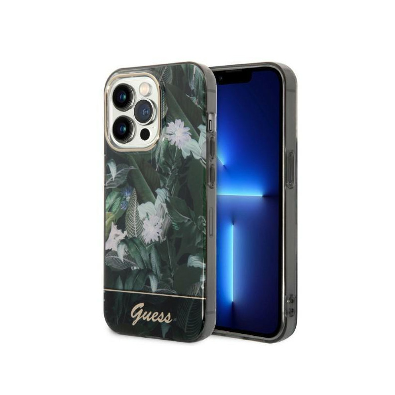 Guess Jungle Collection dėklas, skirtas iPhone 14 Pro Max - žalias Guess Jungle Collection dėklas, skirtas iPhone 14 Pro Max - žalias